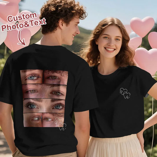 Custom Photo T-shirt Personalized Eyes Shirt for Couple Valentines Gift