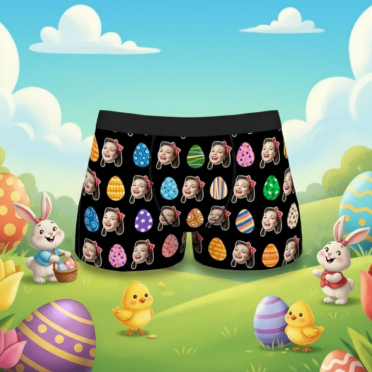 Custom Face Easter Theme Boxer Personalized Photo Boxer Funny Easter Gift for Boyfriend